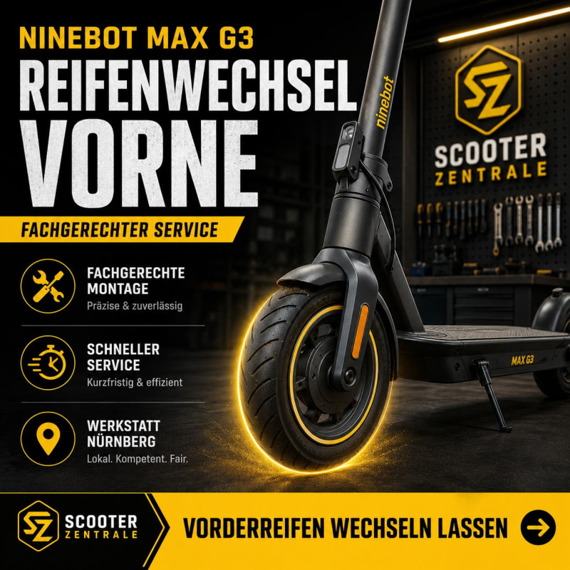 Ninebot MAX G3 Reifen vorne montieren – E-Scooter Werkstatt Nürnberg