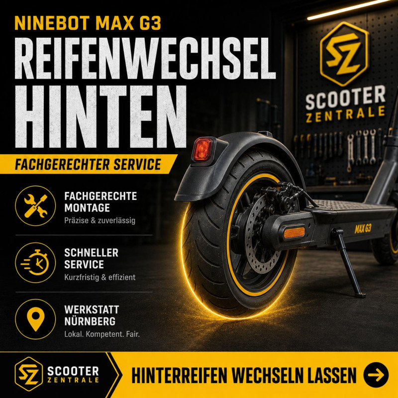 Ninebot MAX G3 Reifen hinten montieren – E-Scooter Werkstatt Nürnberg