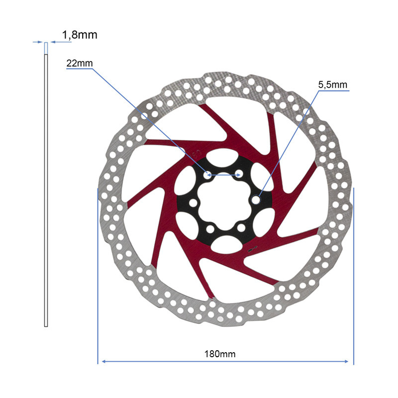 Bremsscheibe V2 6H 180mm Rot | E-Scooter Werkstatt Nürnberg