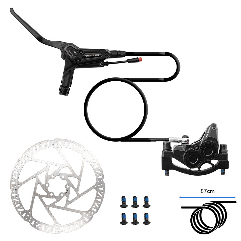 Karasawa Hydraulikbremsen-Kit vorne - 4 Kolben - 0,87 m - Bremsscheibe 203 | E-Scooter Werkstatt Nürnberg