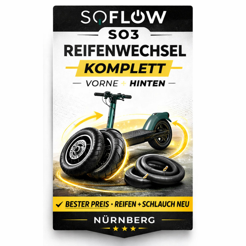 SoFlow SO3 Reifenwechsel vorne & hinten – E-Scooter Werkstatt Nürnberg