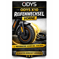 ODYS Alpha X10 Reifenwechsel vorne inkl. Reifen & Schlauch | E-Scooter Werkstatt Nürnberg