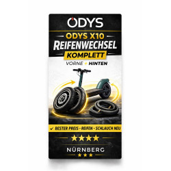 ODYS X10 Reifenwechsel vorne & hinten inkl. Reifen & Schlauch | E-Scooter Werkstatt Nürnberg