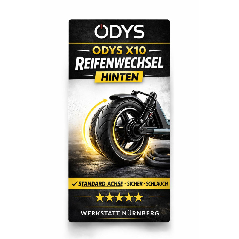 ODYS X10 Reifenwechsel hinten inkl. Reifen & Schlauch | E-Scooter Werkstatt Nürnberg