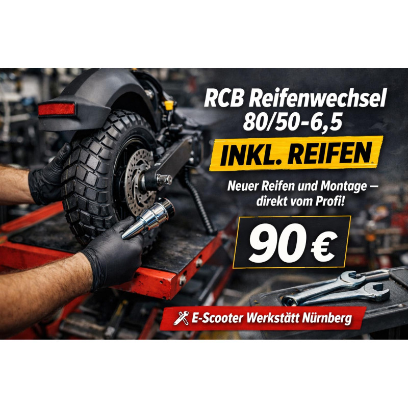 RCB Reifenwechsel 80/50-6,5 inkl. Reifen – E-Scooter Werkstatt Nürnberg