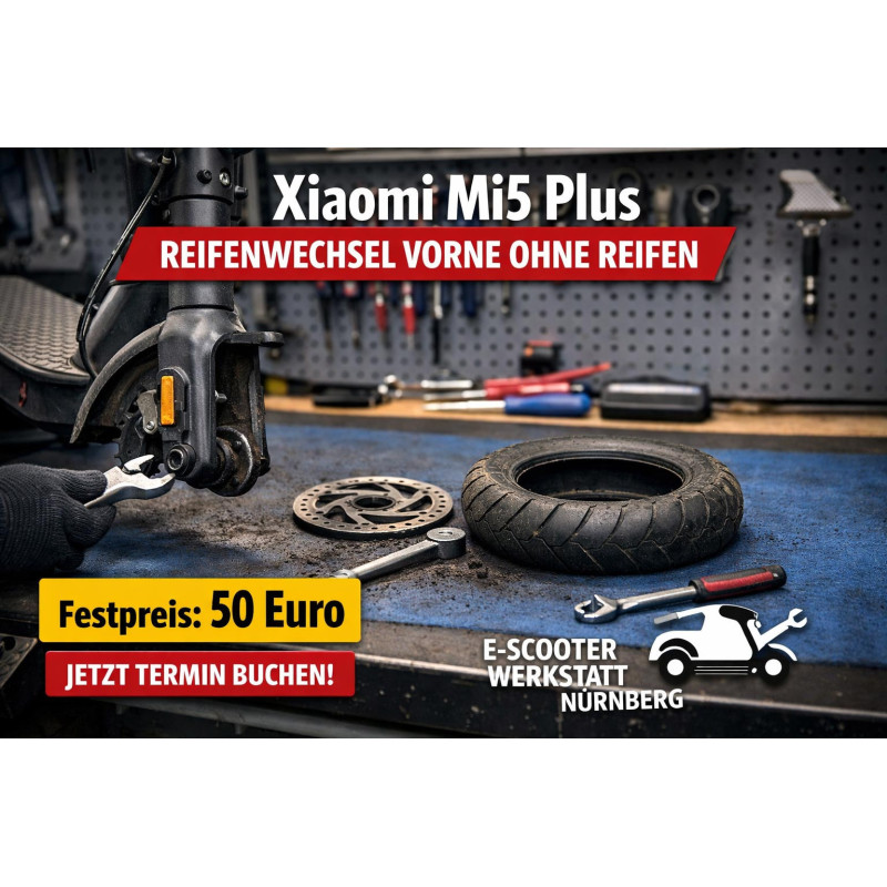 Xiaomi Mi5 Plus Reifenwechsel vorne ohne Reifen – E-Scooter Werkstatt Nürnberg