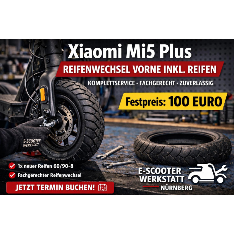 Xiaomi Mi5 Plus Reifenwechsel vorne inkl. Reifen – E-Scooter Werkstatt Nürnberg