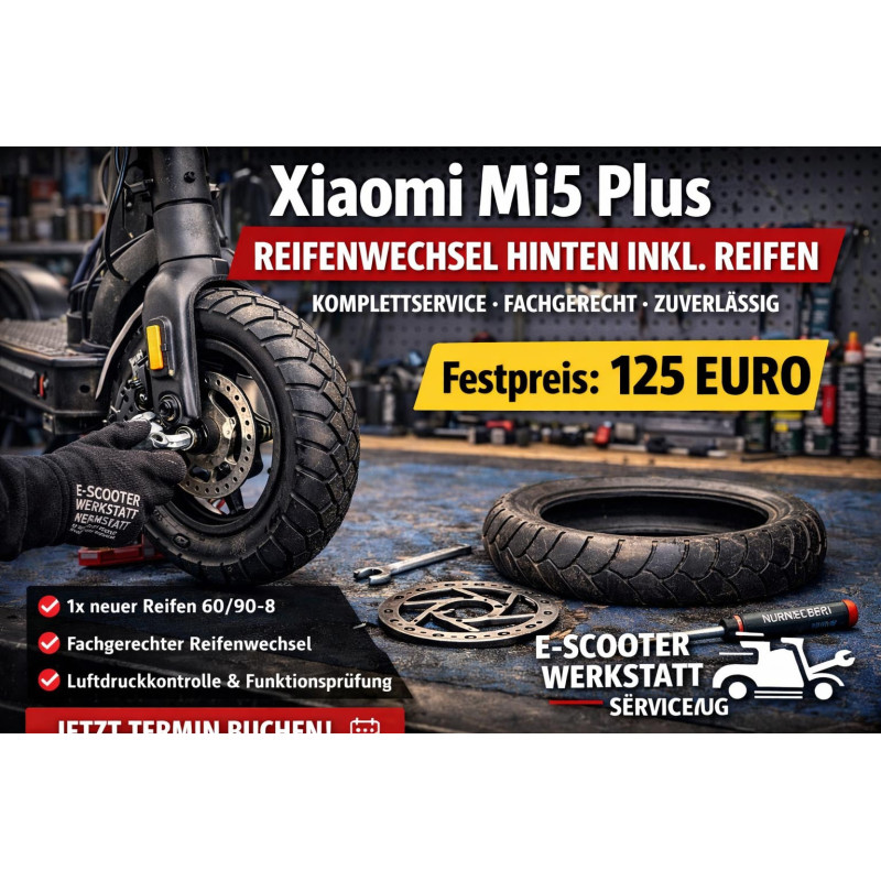Xiaomi Mi5 Plus Reifenwechsel hinten inkl. Reifen – E-Scooter Werkstatt Nürnberg