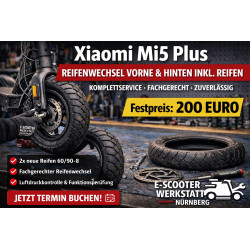 Xiaomi Mi5 Plus Reifenwechsel vorne & hinten inkl. Reifen – E-Scooter Werkstatt Nürnberg