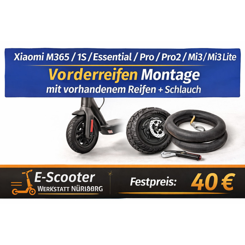 Xiaomi M365 / 1S / Pro / Pro2 / Mi3 Vorderreifen Montage mit vorhandenem Reifen+Schlauch – E-Scooter Werkstatt Nürnberg