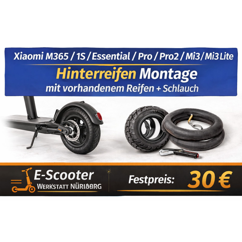 Xiaomi M365 / 1S / Pro / Pro2 / Mi3 Hinterreifen Montage mit vorhandenem Reifen+Schlauch – E-Scooter Werkstatt Nürnberg