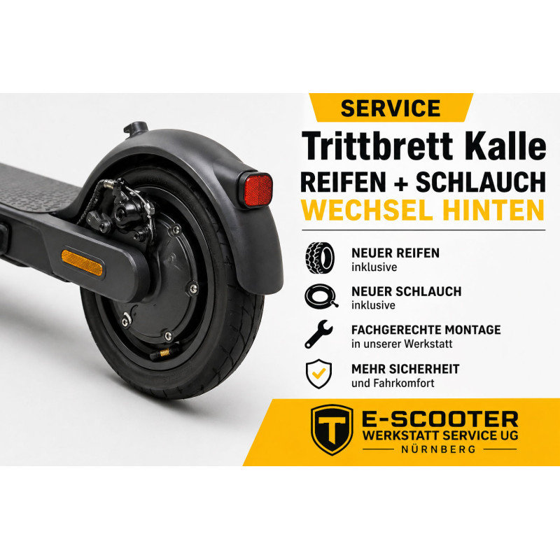 Trittbrett Kalle Reifen Schlauch Wechsel hinten | E-Scooter Werkstatt Nürnberg
