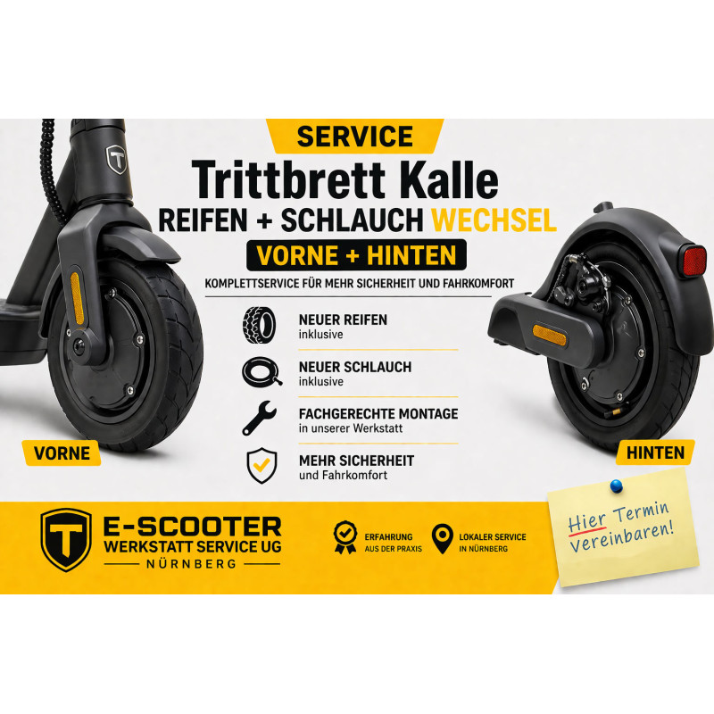 Trittbrett Kalle Reifen Schlauch Wechsel vorne hinten | E-Scooter Werkstatt Nürnberg