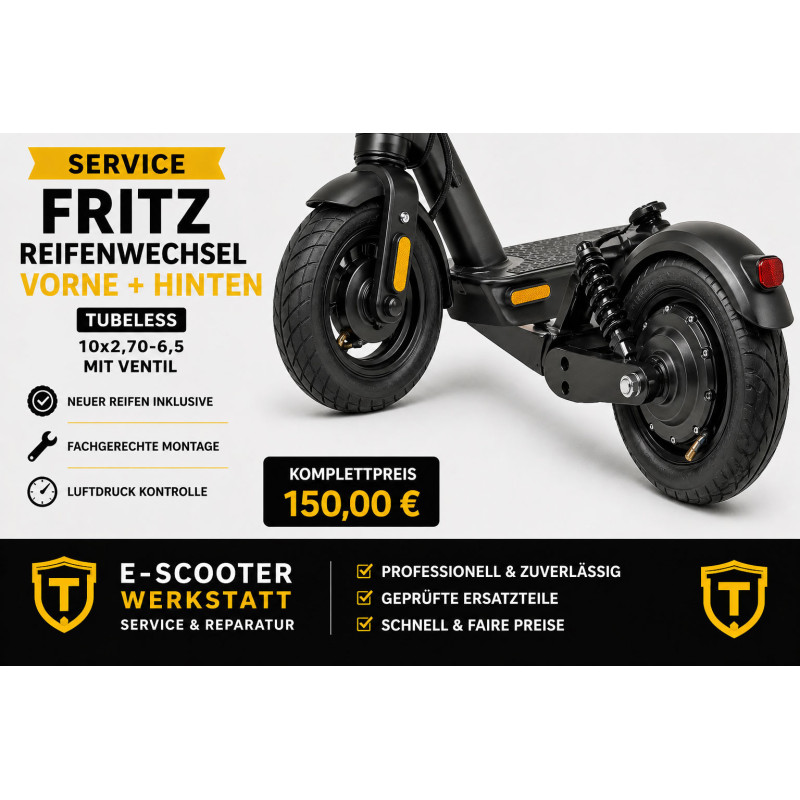 Trittbrett Fritz Reifenwechsel vorne hinten | E-Scooter Werkstatt Nürnberg