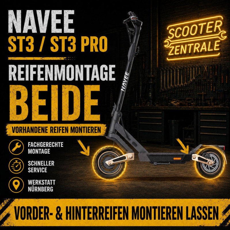 NAVEE ST3 Pro Reifenwechsel vorne & hinten ohne Gel – E-Scooter Werkstatt Nürnberg