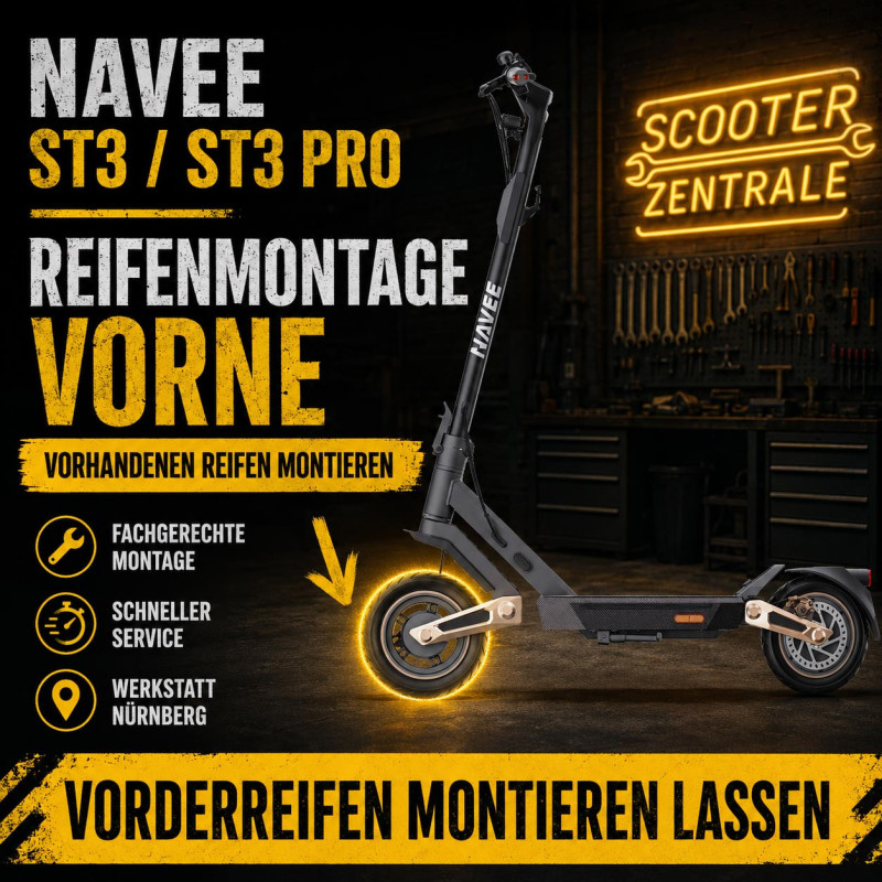 NAVEE ST3 Pro Reifen vorne montieren – E-Scooter Werkstatt Nürnberg