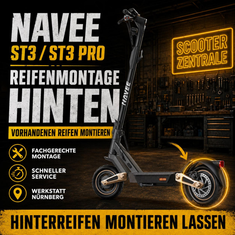NAVEE ST3 Pro Reifen hinten montieren – E-Scooter Werkstatt Nürnberg