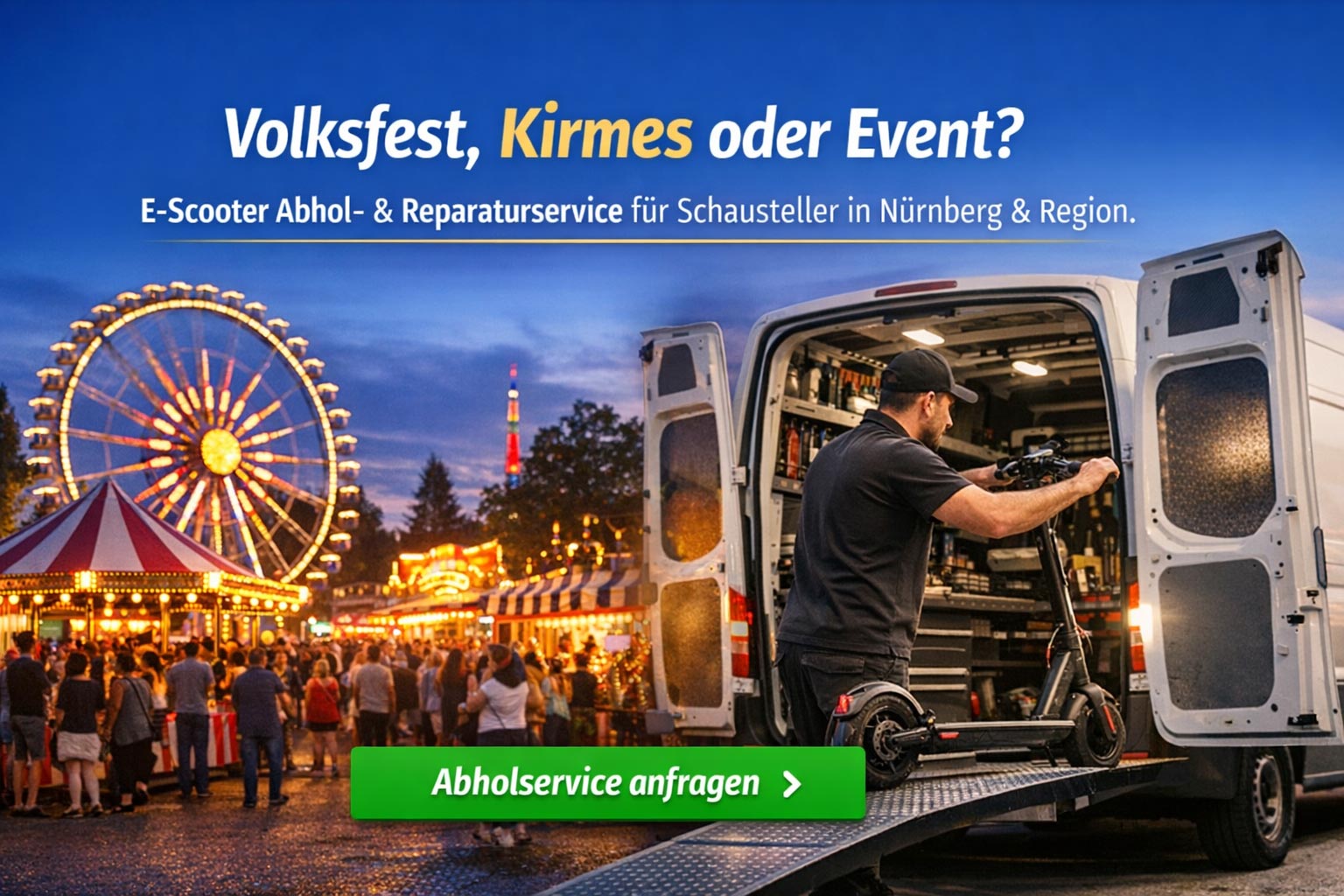 E-Scooter Abholservice für Volksfest, Kirmes und Schausteller in Nürnberg
